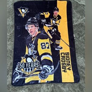 Sidney Crosby Throw Blanket Silky fleece 50 years 2017 NHL Pittsburgh Penguins
